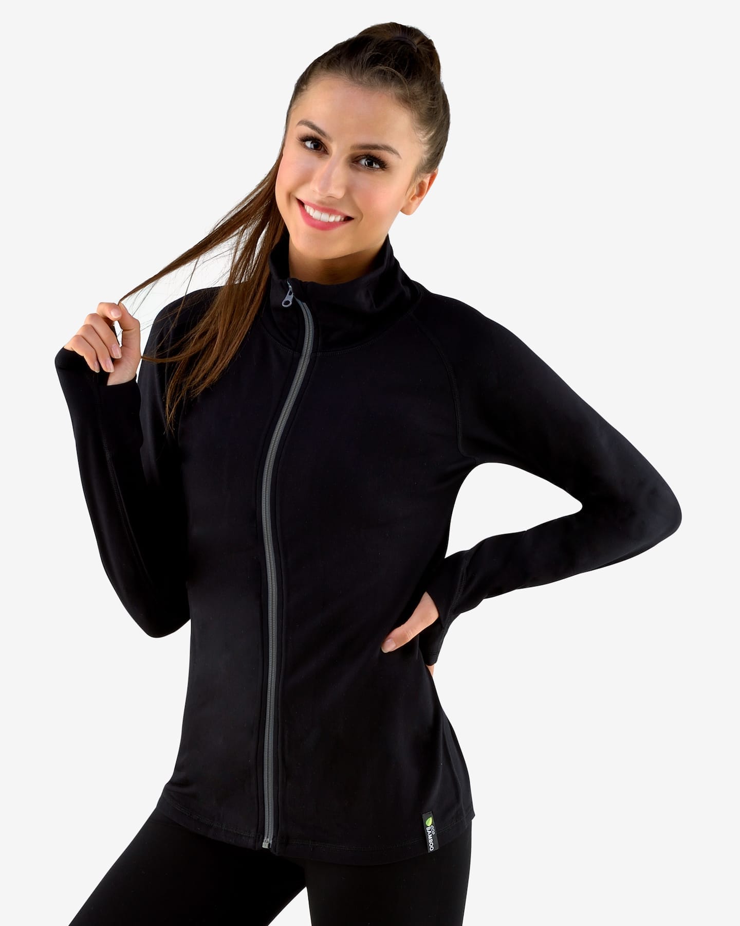 Bambusová mikina s vyšším límcem a zipem SPORT